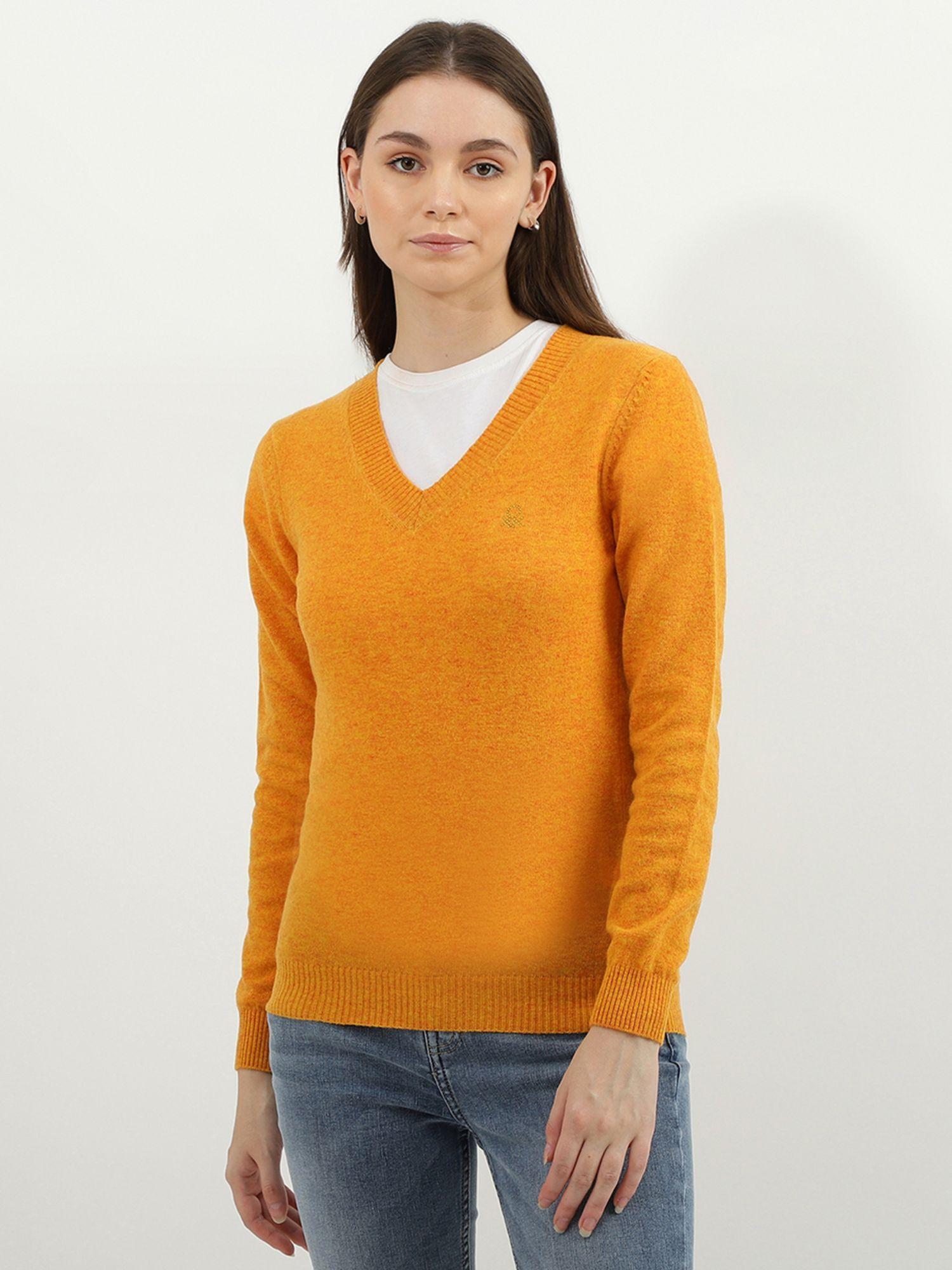 women solid v-neck sweater