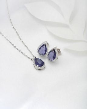 women sterling silver drop pendant & earrings set