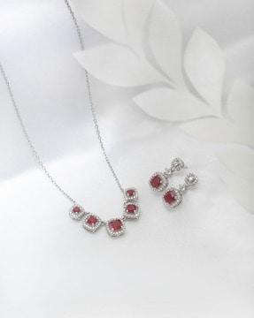 women sterling silver necklace & earrings set