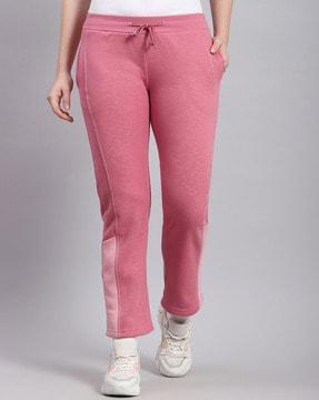 women straight track pants with contrast panels
