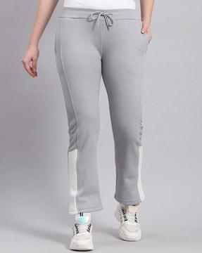 women straight track pants with contrast panels