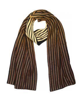 women striped scarf with interlocked hem