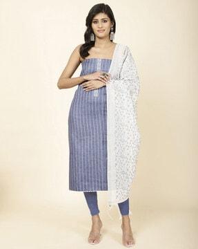 women striped unstitched dress material