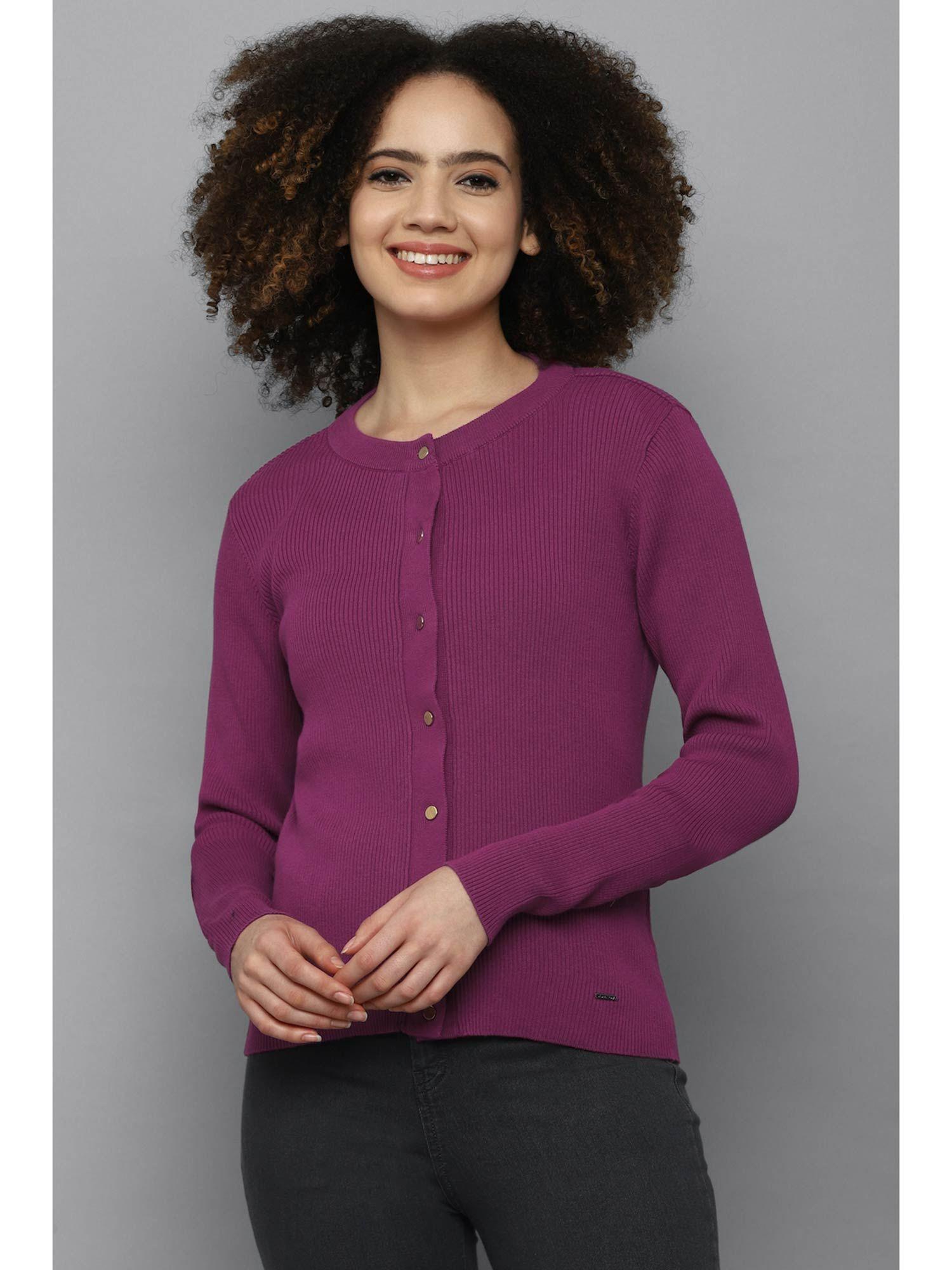 women stripes purple cardigan