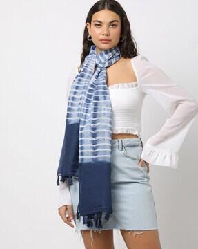 women tie & dye scarf with tassels