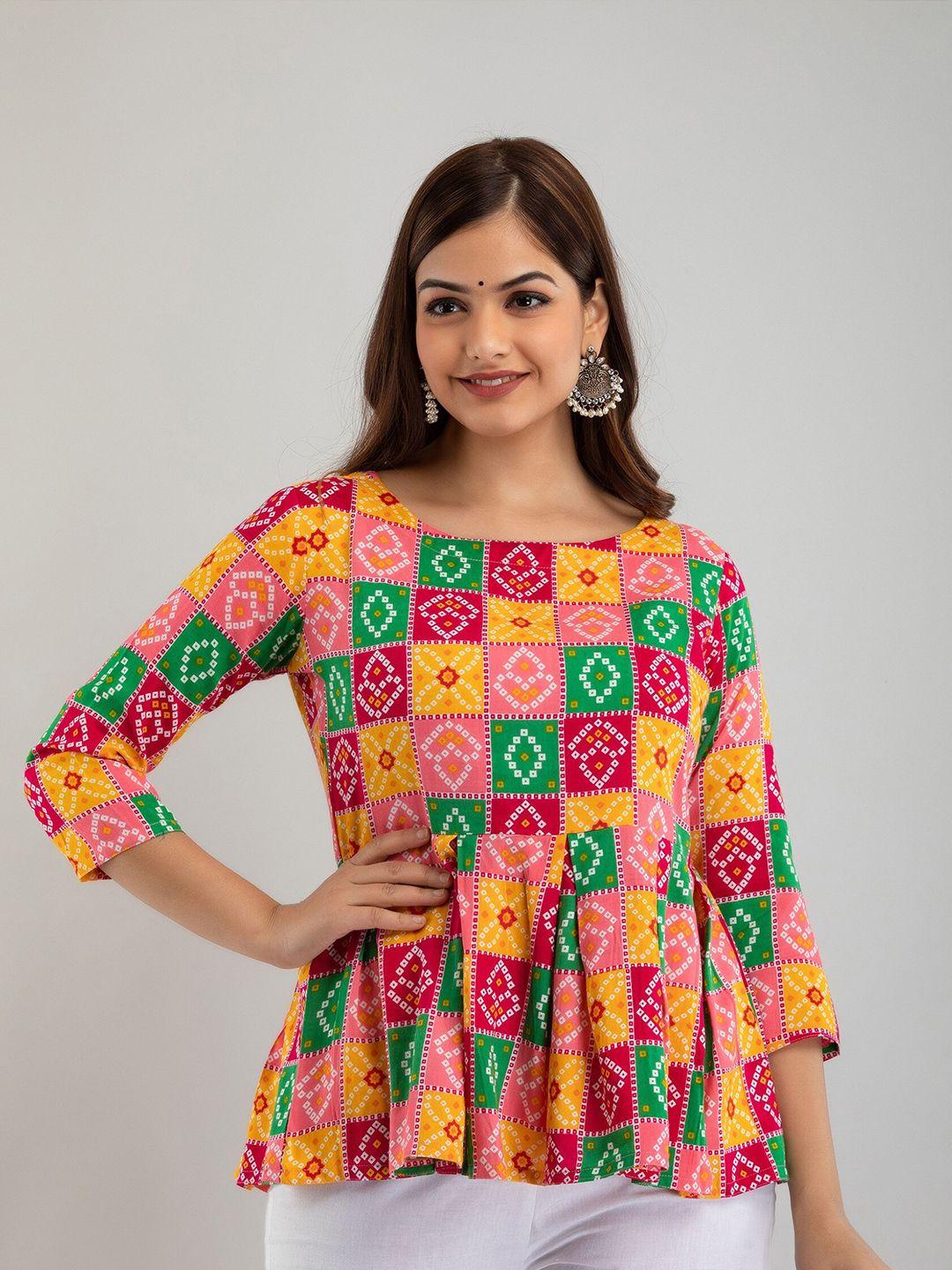 women touch women multicoloured ethnic printed empire top