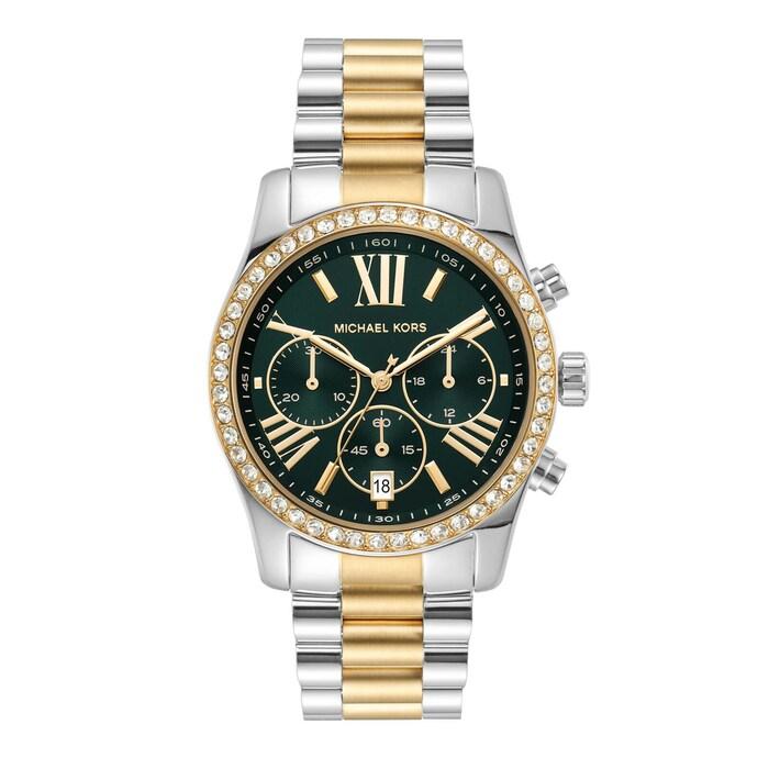 women two tone lexington chronograph quartz watch