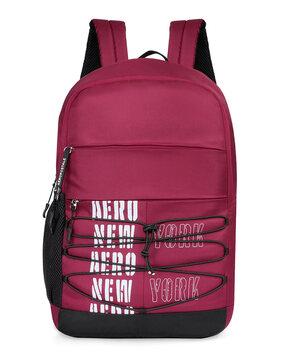 women typographic print backpack with adjustable strap