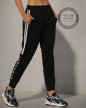 women typographic print joggers with contrast taping