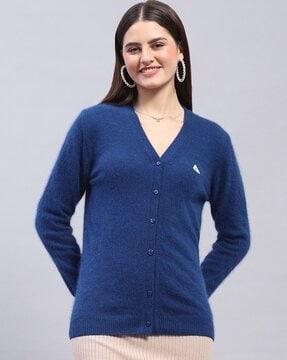 women v-neck wool cardigan