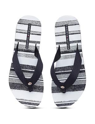 women v-strap stripe flip flops