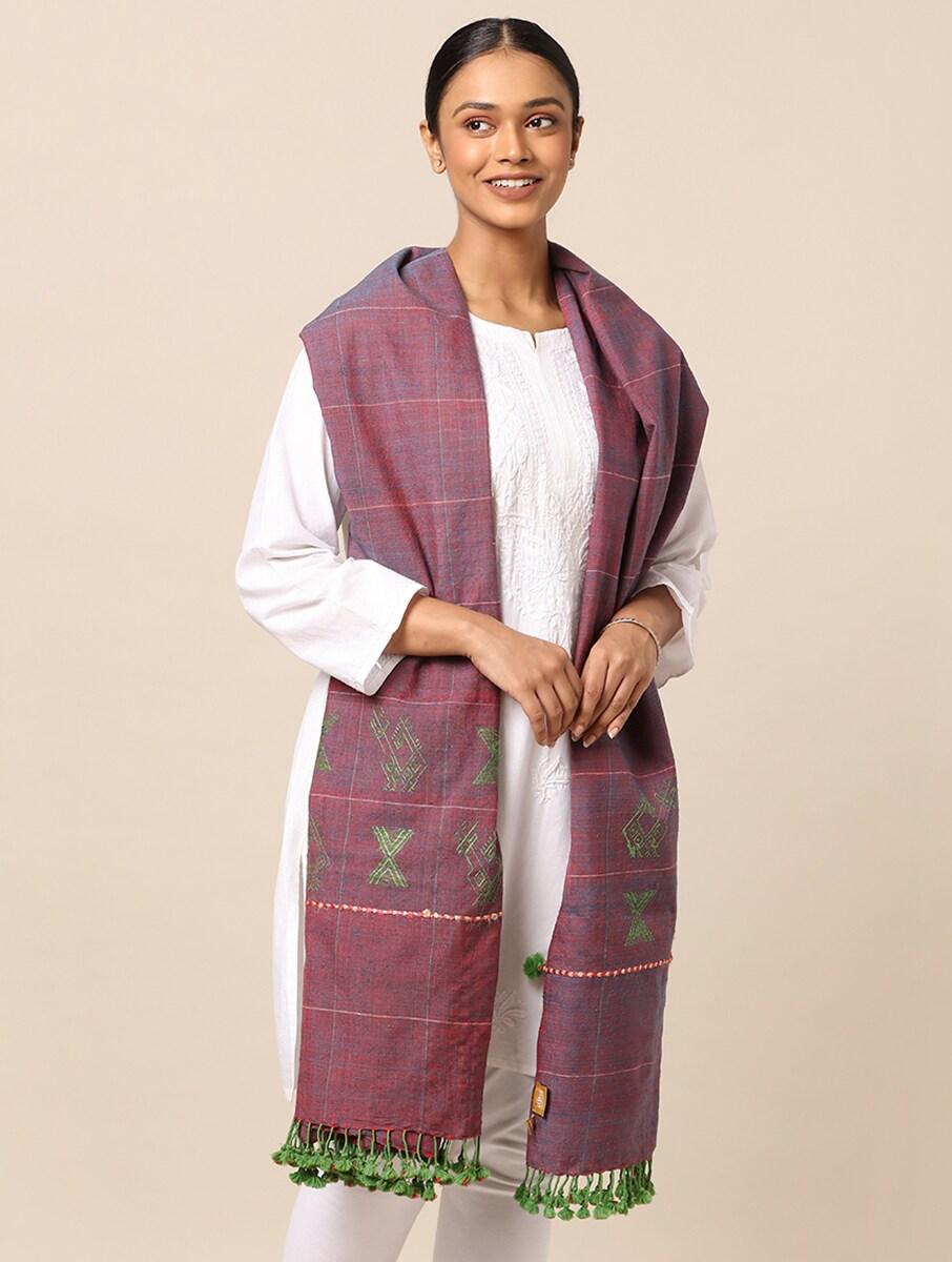 women violet purple silk blend bhujodi shawls