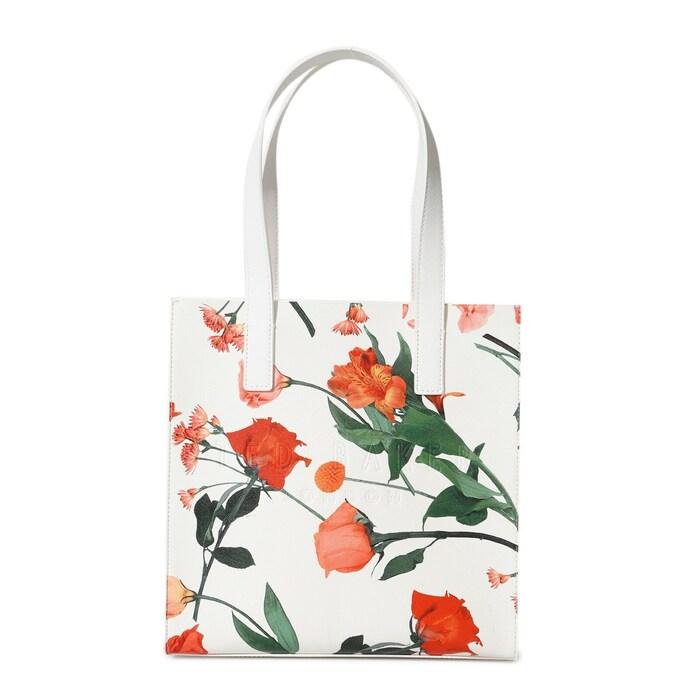women white floral print small tote bag