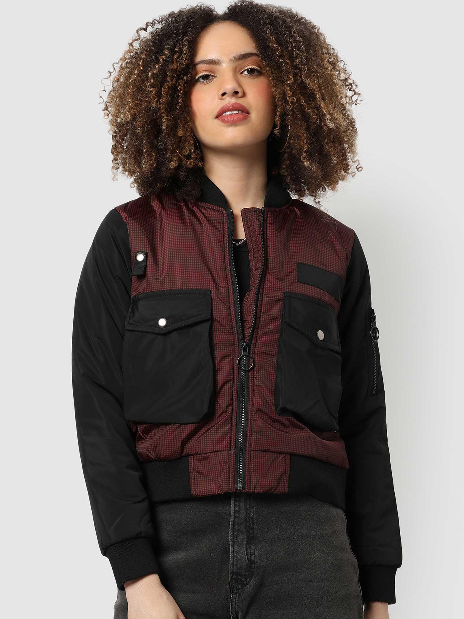 women with pockets puffer bomber jacket