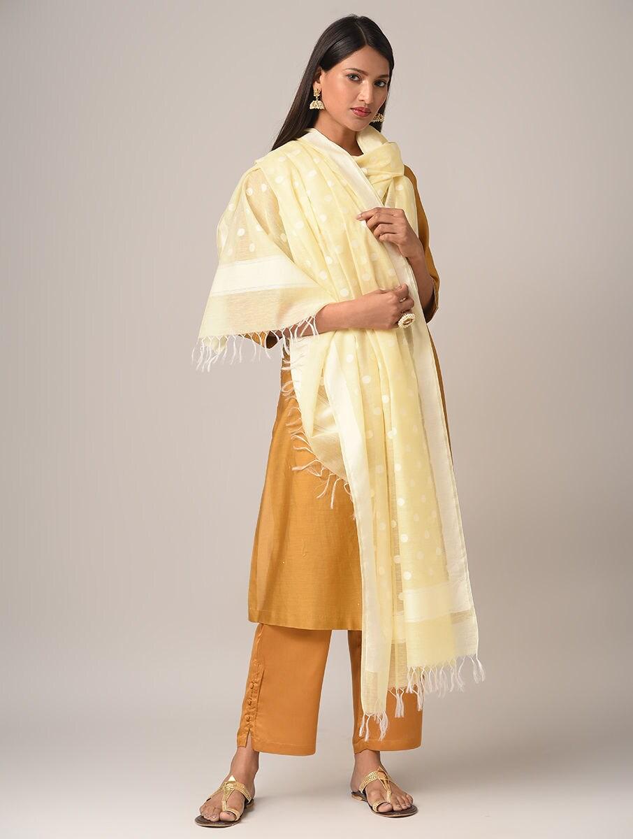 women yellow cotton berasi dupatta