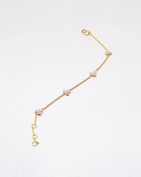 women yellow gold clover charm diamond bracelet