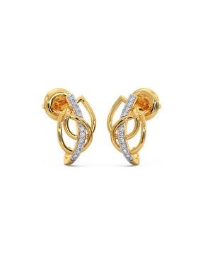women yellow gold diamond bali stud earrings