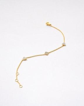 women yellow gold heart & bloom diamond bracelet