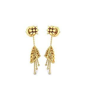 women yellow gold jhumka earrings