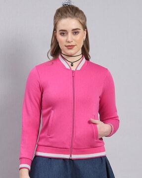 women zip-front regular fit sweatshirt