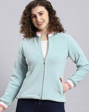 women zip-front sweatshirt with slip pockets