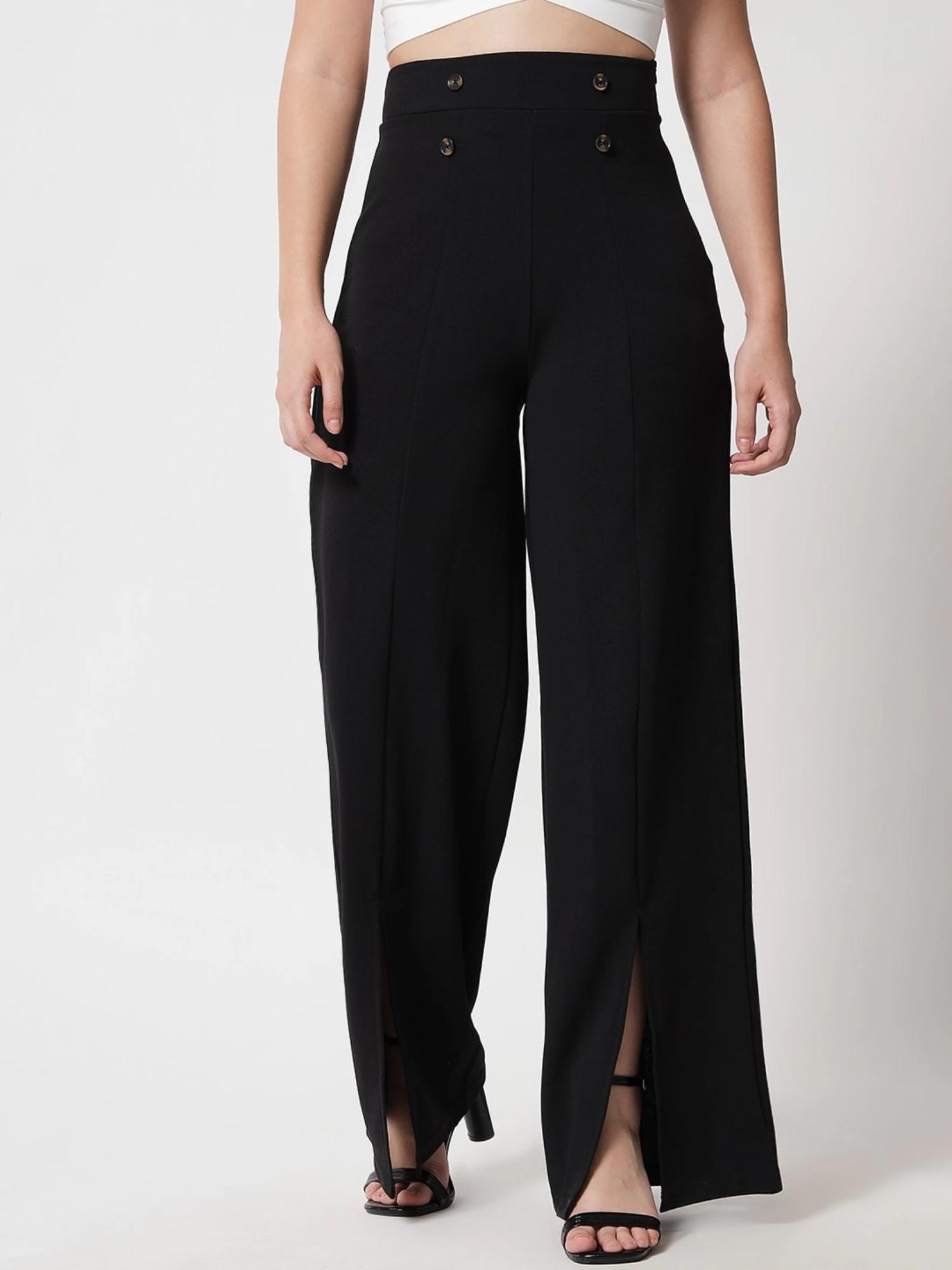 women’s solid pant with front slit