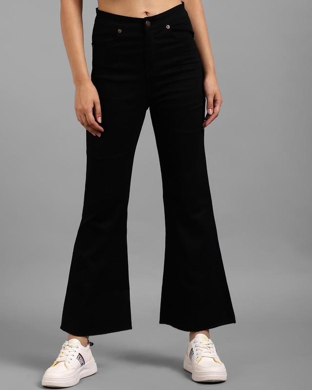 women's black high rise flared jeans