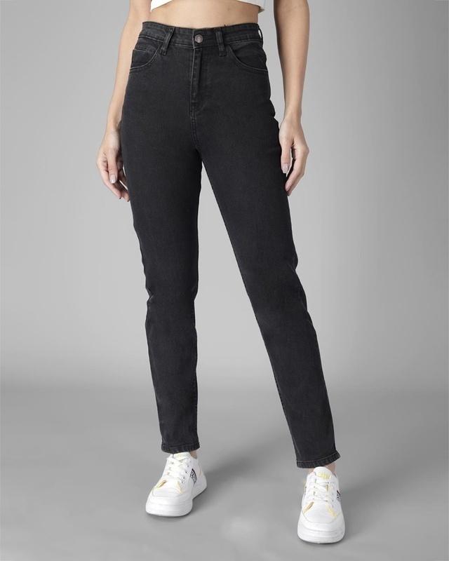 women's black high rise skinny fit jeans