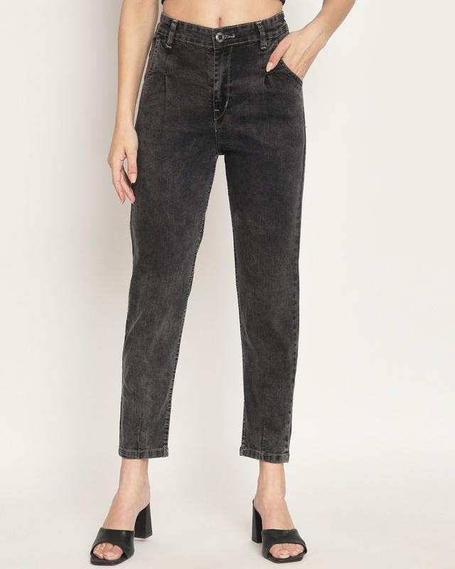 women's black washed slim fit jeans