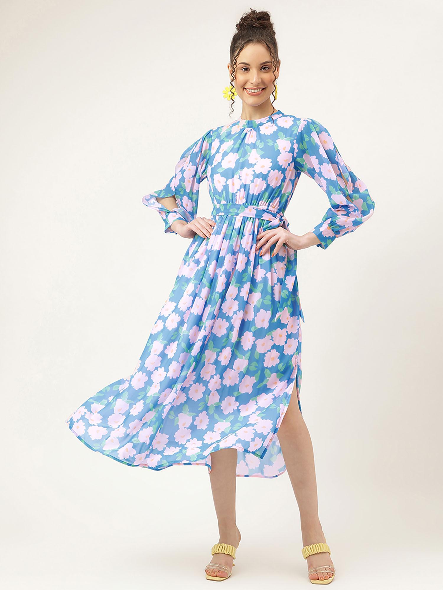 women's blue & pink midi dress (set of 2)