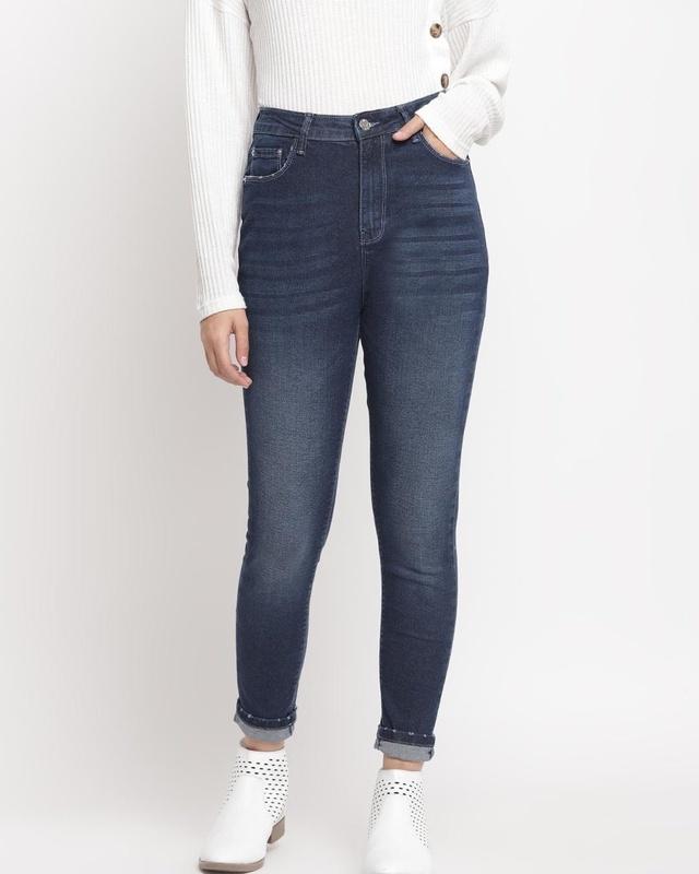 women's blue washed slim fit jeans