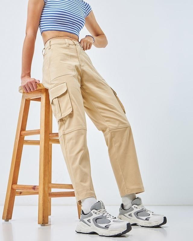 women's brown straight cargo pants