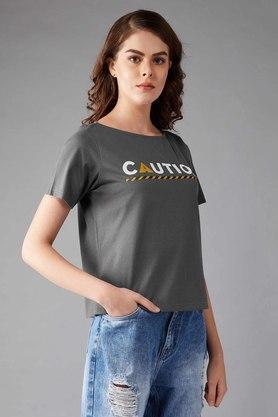 women's caution for town boat neck t-shirt - grey