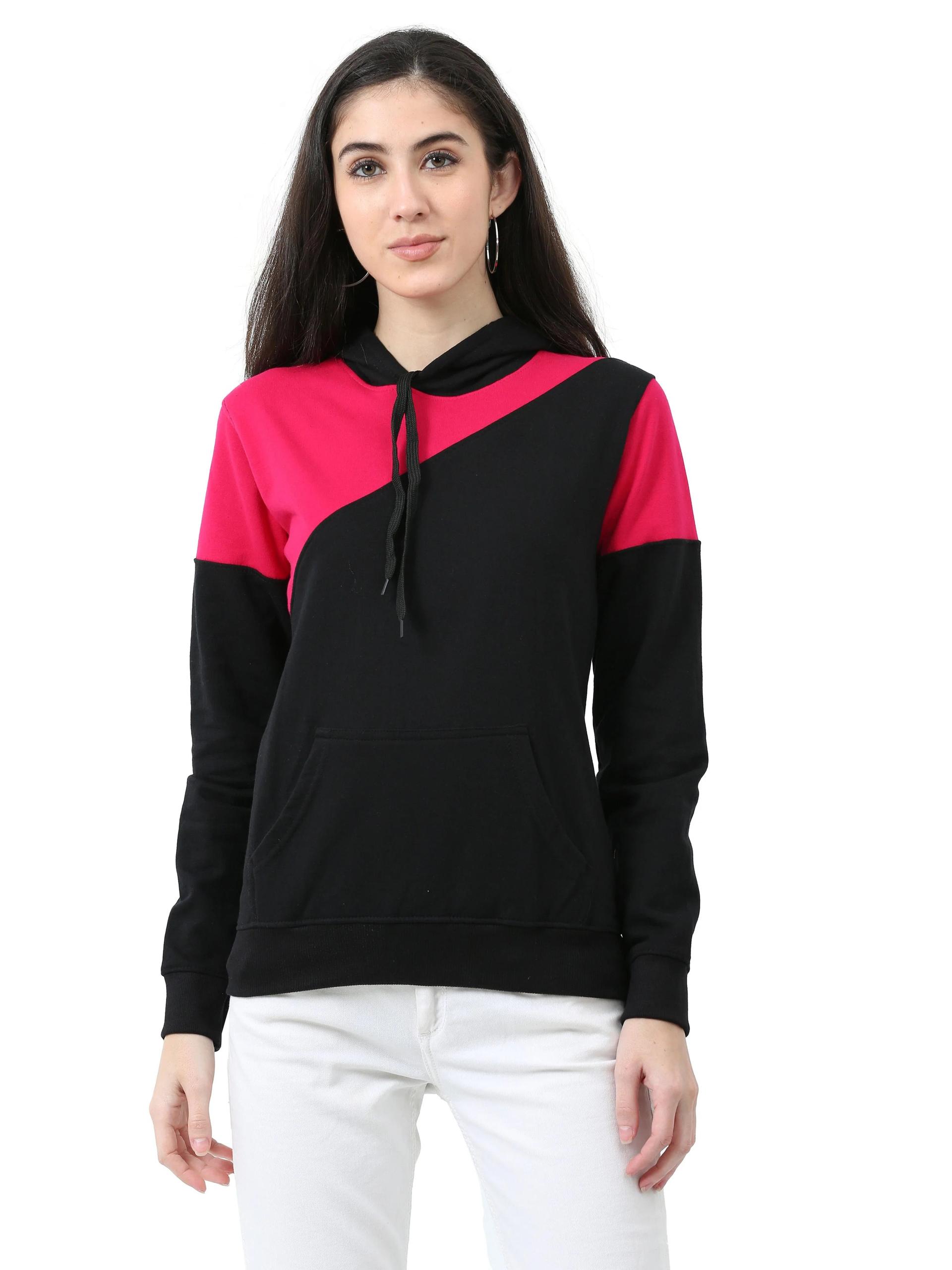 women's cotton color block  sweatshirt hoodies