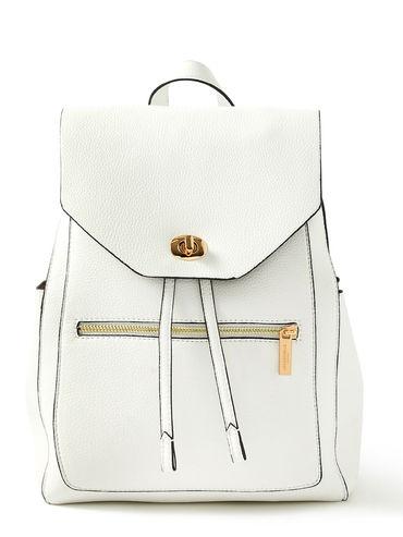 women's faux leather white nikki zip backpack bag