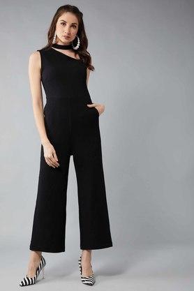 women's fit and flare knowing the world cut out jumpsuit black - black