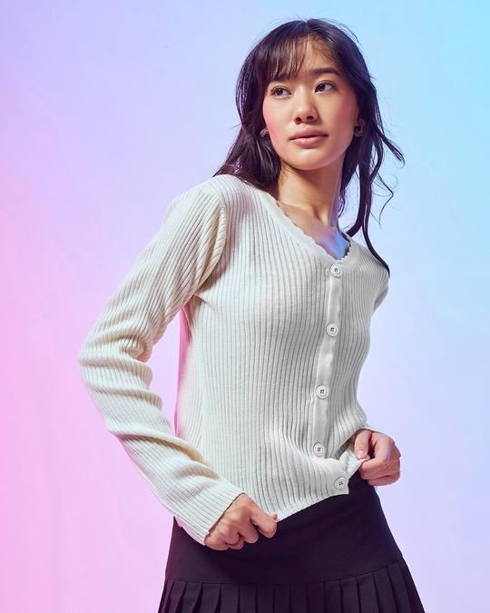 women's gardenia flatknit sweater