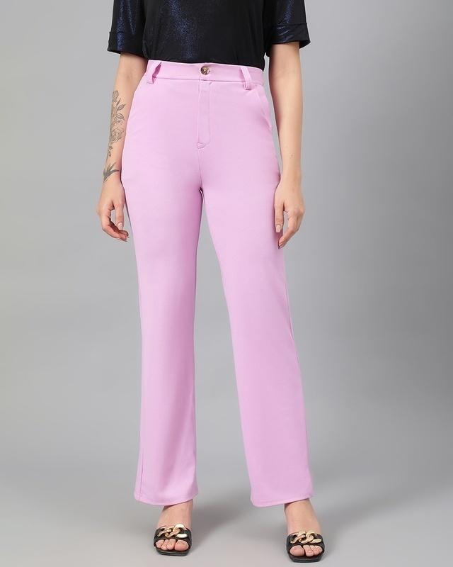 women's lavender purple straight fit trousers