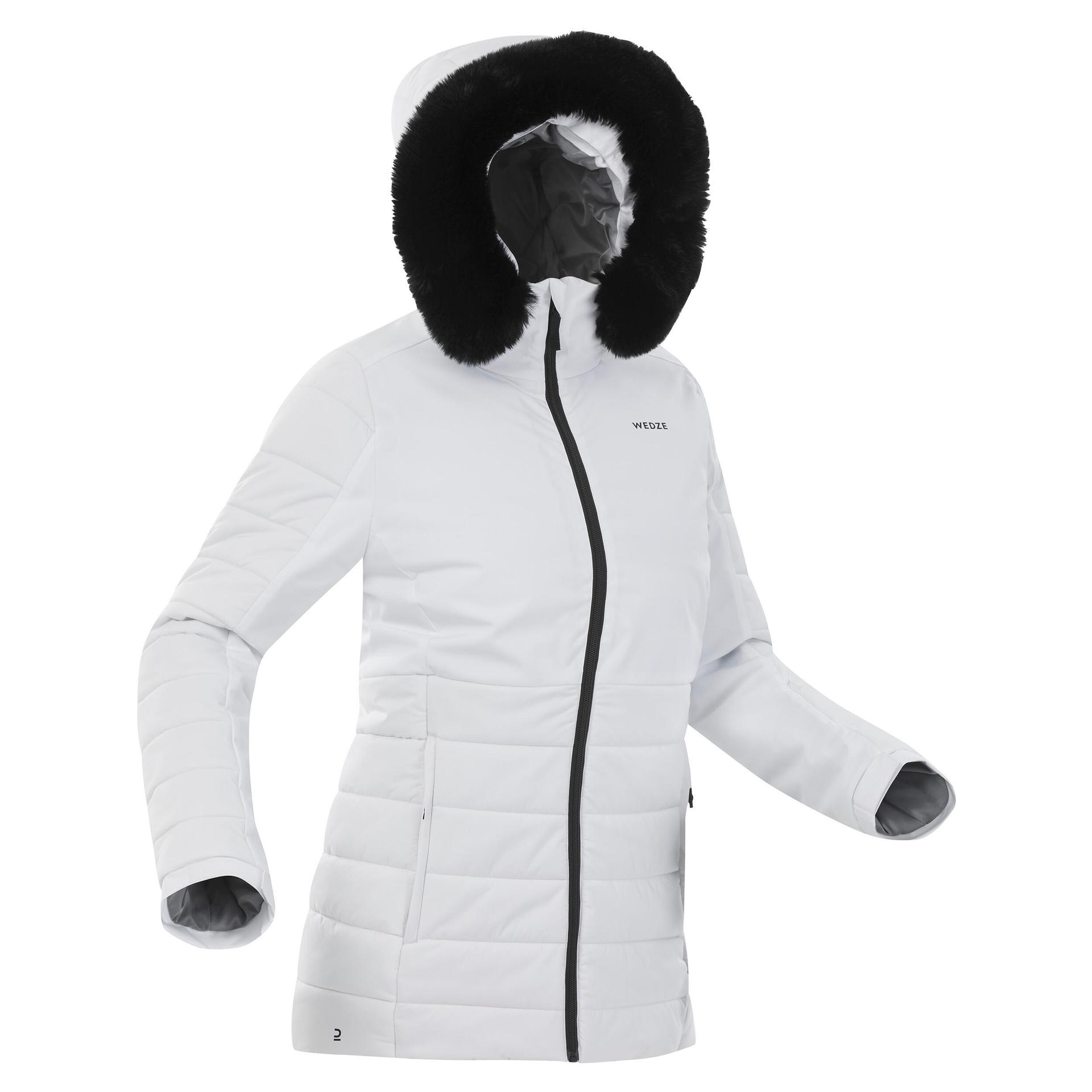 women's mid-length warm ski jacket - 100 - white