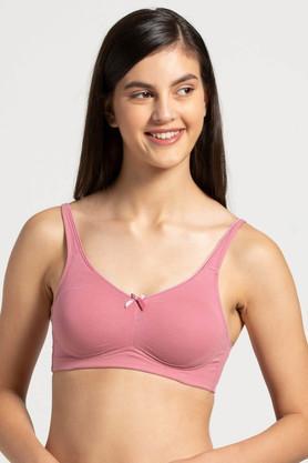 women's non wired non padded moulded cup firm support bra - heather