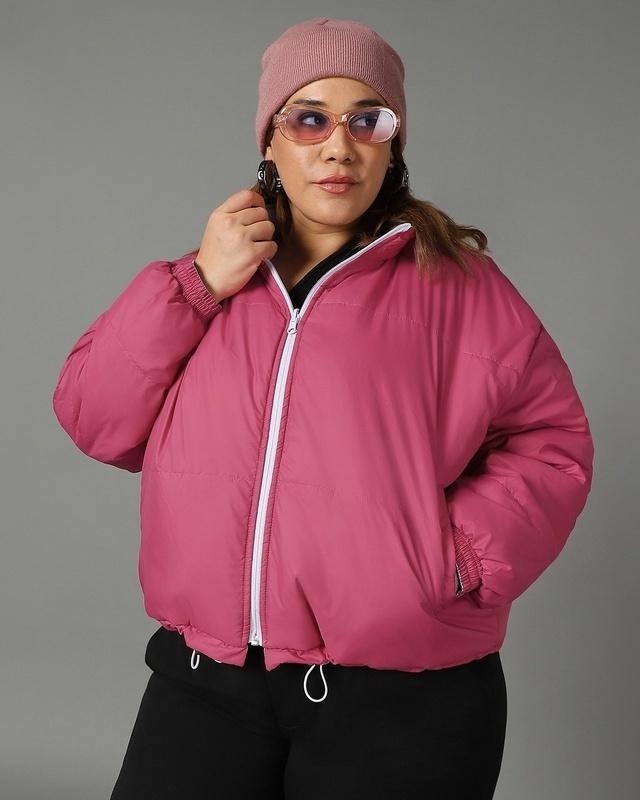 women's pink & purple reversible oversized plus size jacket