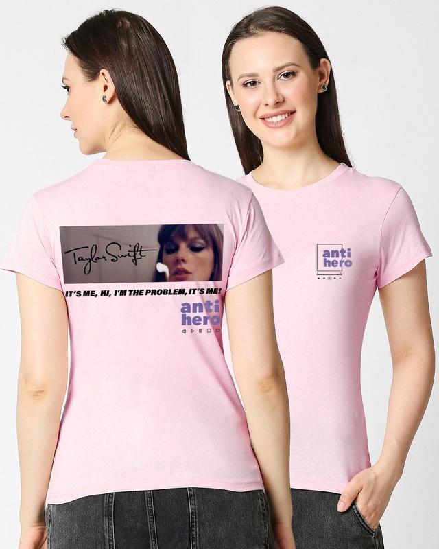 women's pink anti hero graphic printed t-shirt