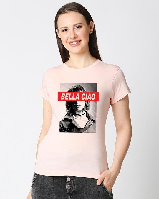 women's pink bella tokyo graphic printed slim fit t-shirt