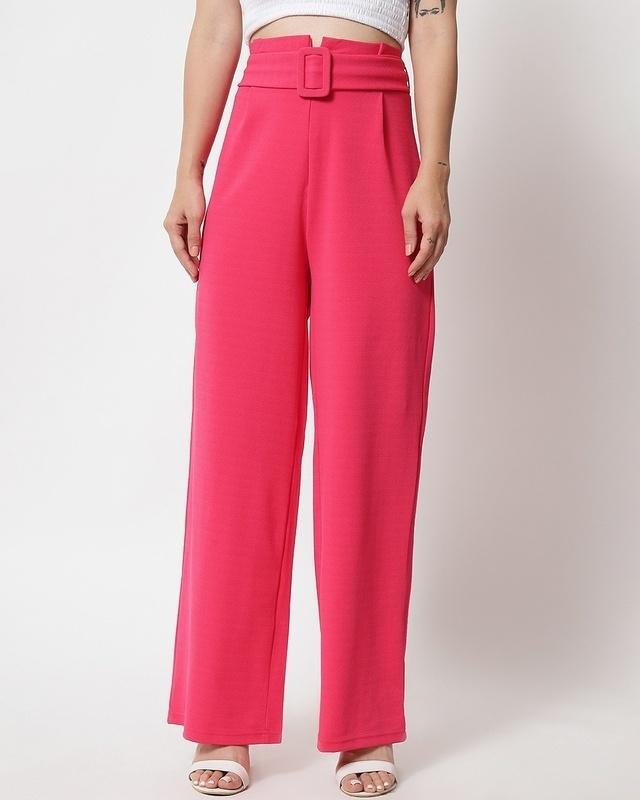 women's pink straight fit trousers