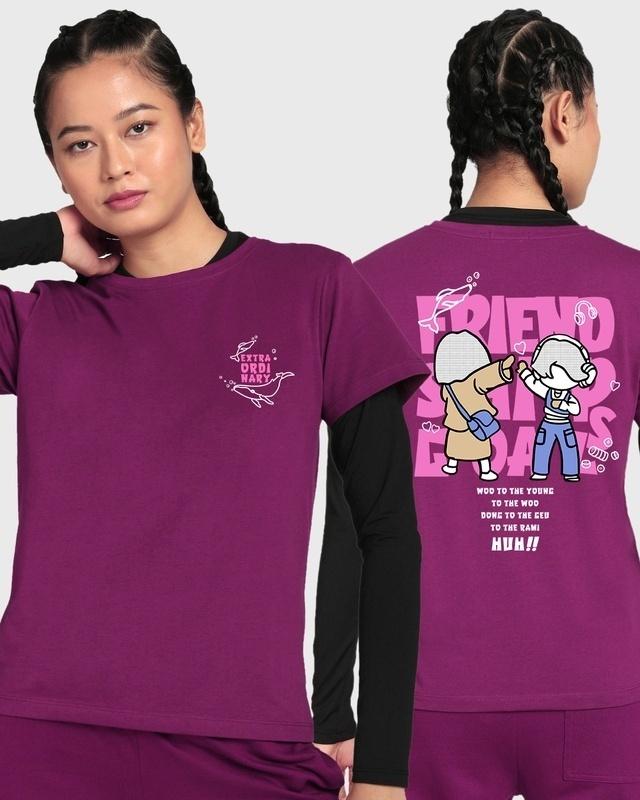 women's purple extraordinary graphic printed t-shirt