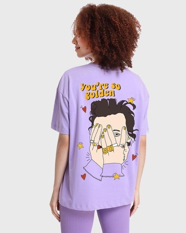 women's purple harry's house graphic printed oversized t-shirt