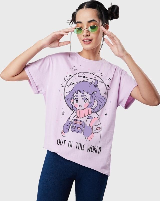 women's purple out of this world graphic printed boyfriend t-shirt