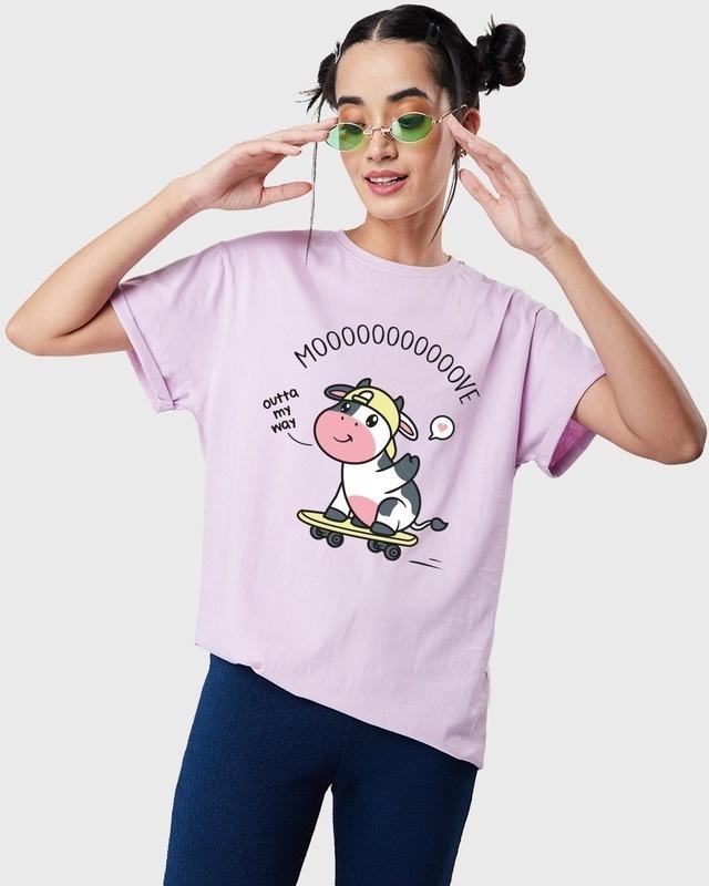 women's purple skater moove graphic printed boyfriend t-shirt
