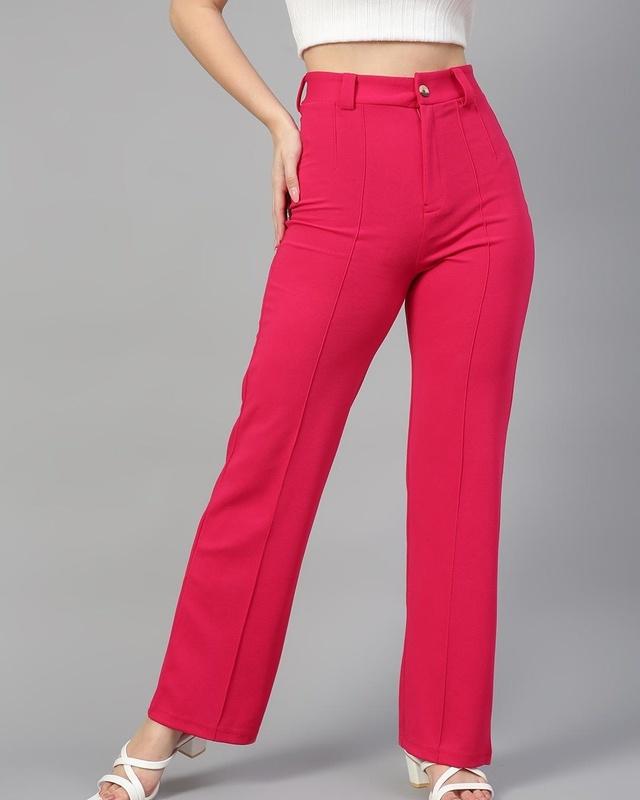 women's rani pink straight fit trousers