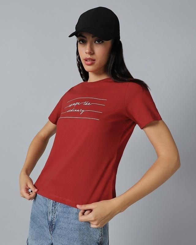 women's red printed t-shirt